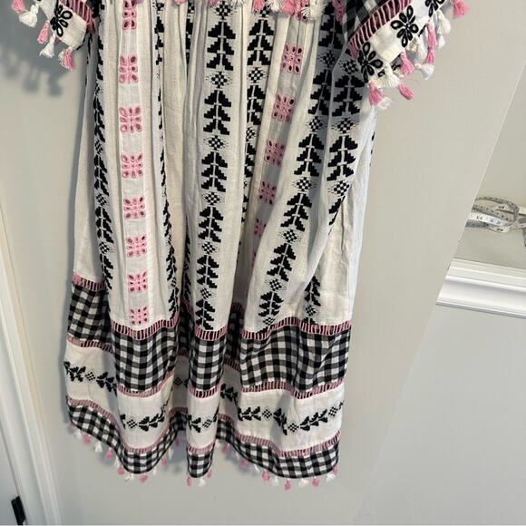 Dodo Bar Or White Pink Black Tassel Embroidered Mini Dress M/L - Picture 5 of 14
